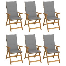  Składane krzesła ogrodowe z poduszkami 6 szt. drewno akacjowe