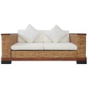  2-osobowa sofa z poduszkami brązowa naturalny rattan