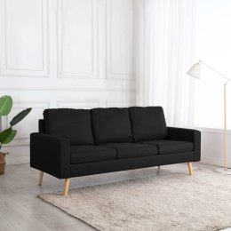  3-osobowa sofa czarna tapicerowana tkaniną