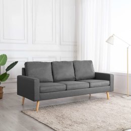  3-osobowa sofa jasnoszara tapicerowana tkaniną
