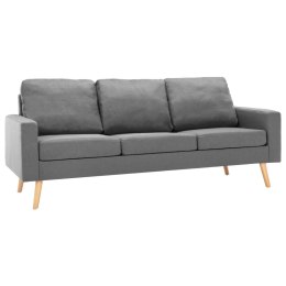  3-osobowa sofa jasnoszara tapicerowana tkaniną