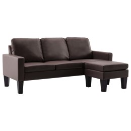  3-osobowa sofa z podnóżkiem brązowa sztuczna skóra