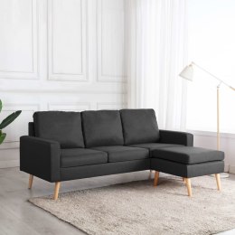  3-osobowa sofa z podnóżkiem ciemoszara tapicerowana tkaniną