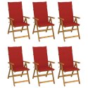  Składane krzesła ogrodowe z poduszkami 6 szt. drewno akacjowe