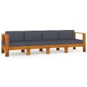  4-osobowa sofa ogrodowa z ciemnoszarymi poduszkami akacja