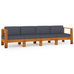  4-osobowa sofa ogrodowa z ciemnoszarymi poduszkami akacja