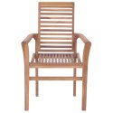  Krzesła stołowe z czarnymi poduszkami 6 szt. drewno tekowe