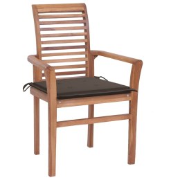  Krzesła stołowe z poduszkami taupe 6 szt. drewno tekowe