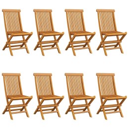 Krzesła ogrodowe z czarnymi poduszkami 8 szt. drewno tekowe