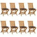  Krzesła ogrodowe z poduszkami taupe 8 szt. lite drewno tekowe