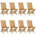  Krzesła ogrodowe z szarymi poduszkami 8 szt. drewno tekowe