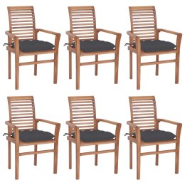  Krzesła stołowe z antracytowymi poduszkami 6 szt. tekowe