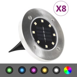  Solarne lampy gruntowe LED 8 szt. kolory RGB