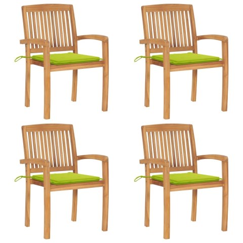  Sztaplowane krzesła ogrodowe z poduszkami 4 szt. tekowe