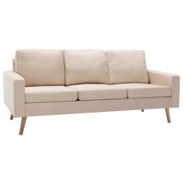  3-osobowa sofa kremowa tapicerowana tkaniną