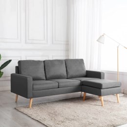  3-osobowa sofa z podnóżkiem jasnoszara tapicerowana tkaniną