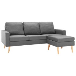  3-osobowa sofa z podnóżkiem jasnoszara tapicerowana tkaniną