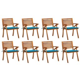  Krzesła ogrodowe z poduszkami 8 szt. lite drewno akacjowe