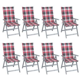  Rozkładane krzesła ogrodowe z poduszkami 8 szt. lita akacja