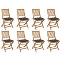  Składane krzesła ogrodowe z poduszkami 8 szt. drewno akacjowe