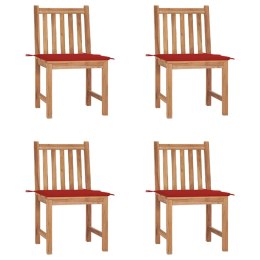  Krzesła ogrodowe 4 szt. z poduszkami lite drewno tekowe