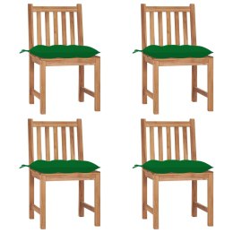  Krzesła ogrodowe 4 szt. z poduszkami lite drewno tekowe