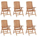  Rozkładane krzesła ogrodowe z poduszkami 6 szt. drewno tekowe