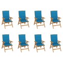  Rozkładane krzesła ogrodowe z poduszkami 8 szt. drewno tekowe