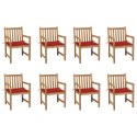 Krzesła ogrodowe 8 szt. czerwone poduszki drewno tekowe
