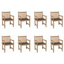  Krzesła ogrodowe 8 szt. poduszki taupe drewno tekowe