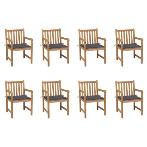  Krzesła ogrodowe 8 szt. z antracytowymi poduszkami tekowe