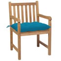  Krzesła ogrodowe z kobaltowymi poduszkami 8 szt. tekowe