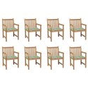  Krzesła ogrodowe 8 szt. z poduszkami w liście drewno tekowe