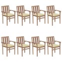  Sztaplowane krzesła ogrodowe z poduszkami 8 szt. tekowe