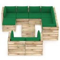  10-cz. zestaw wypoczynkowy do ogrodu z poduszkami drewniany