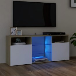  Szafka TV z oświetleniem LED biel i dąb sonoma 120x30x50 cm