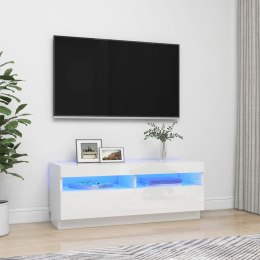  Szafka TV z oświetleniem LED biel z połyskiem 100x35x40 cm