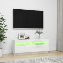  Szafka TV z oświetleniem LED biel z połyskiem 100x35x40 cm