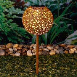 HI Solarna lampa ogrodowa w kształcie kuli 18 cm metalowa brązowa