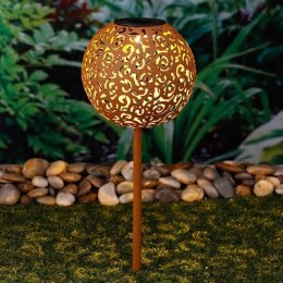 HI Solarna lampa ogrodowa w kształcie kuli 18 cm metalowa brązowa