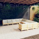  11-cz. zestaw wypoczynkowy do ogrodu kremowe poduszki sosnowy