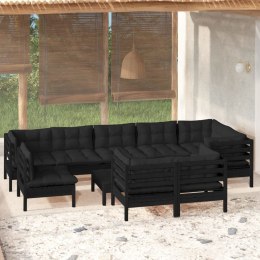  10-cz. zestaw wypoczynkowy do ogrodu czarne poduszki sosna