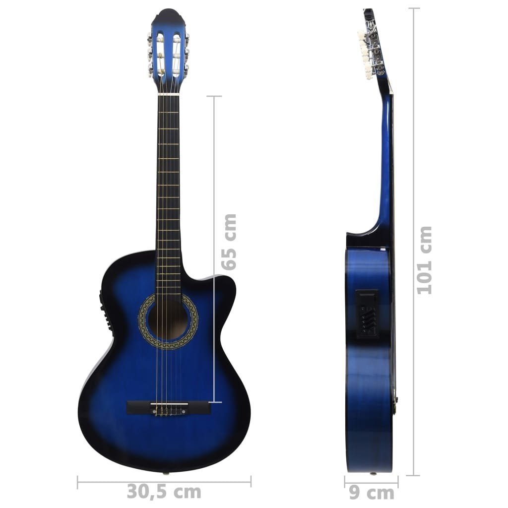  Gitara akustyczna z wycięciem 6 strun i equalizer niebieska