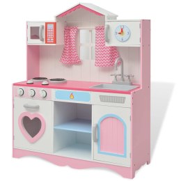  Kuchnia zabawkowa 82x30x100 cm drewno różowo-biała