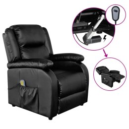  Elektryczny fotel do masażu czarny sztuczna skóra