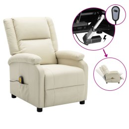  Elektryczny fotel masujący biały sztuczna skóra