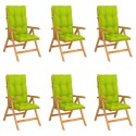  Rozkładane krzesła ogrodowe z poduszkami 6 szt. drewno tekowe