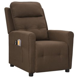  Elektryczny fotel masujący brązowy obity tkaniną