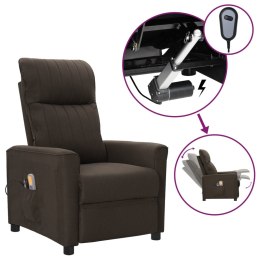  Elektryczny fotel masujący ciemnobrązowy obity tkaniną