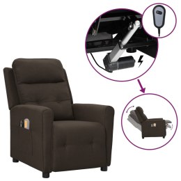  Elektryczny fotel masujący ciemnobrązowy obity tkaniną